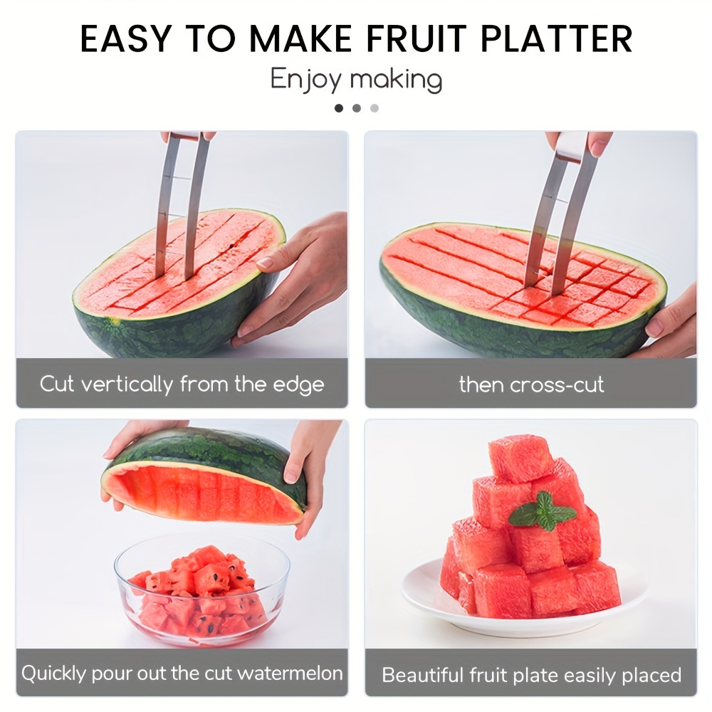 Watermelon Cutter, Watermelon Slicer, Stainless Steel Watermelon Cube Cutter,  Quickly Safe Watermelon Knife, Melon Cutter, Fruit Cutter, Fruit Slicer,  Kitchen Tools, Useful Tools, Kitchen Utensils, Apartment Essentials, Ready  For School - Temu