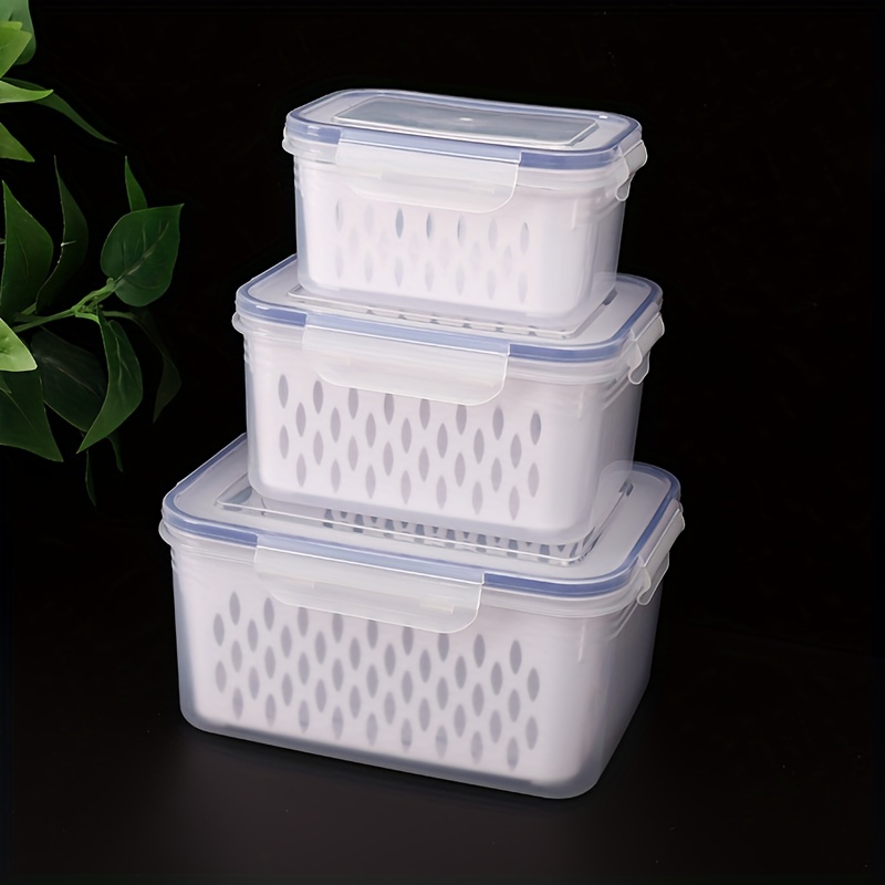 5 PCS Large Fruit Containers for Fridge - Leakproof Food Storage Containers  with Removable Colander - Dishwasher & microwave safe Produce Containers  Keep Fruits, Vegetables, Berry, Meat Fresh longer