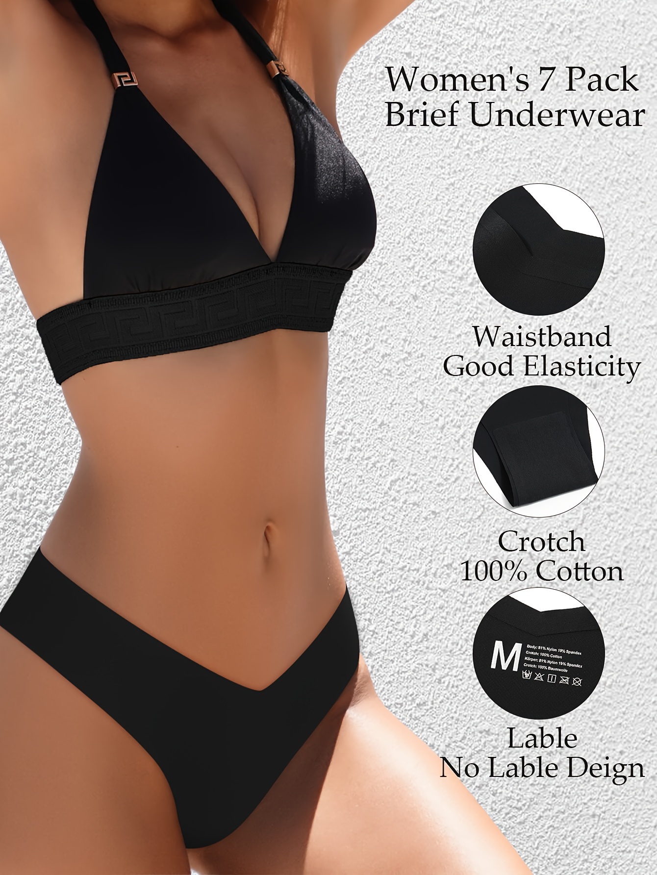 High-Waisted Logo Graphic Bikini Underwear for Women