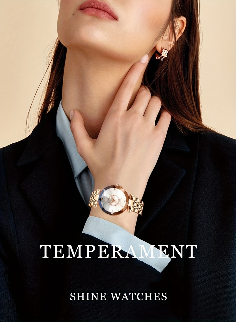 womens watch luxury dial cutting quartz watch vintage gradient fashion analog steel band waterproof wrist watch details 2