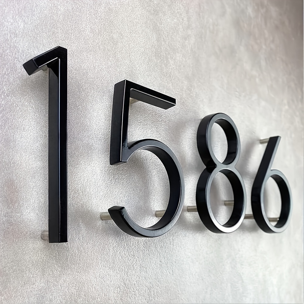 Número de casa moderno de 8 pulgadas en el exterior, números de puerta  grandes de metal plateado para números de dirección de casa para números de