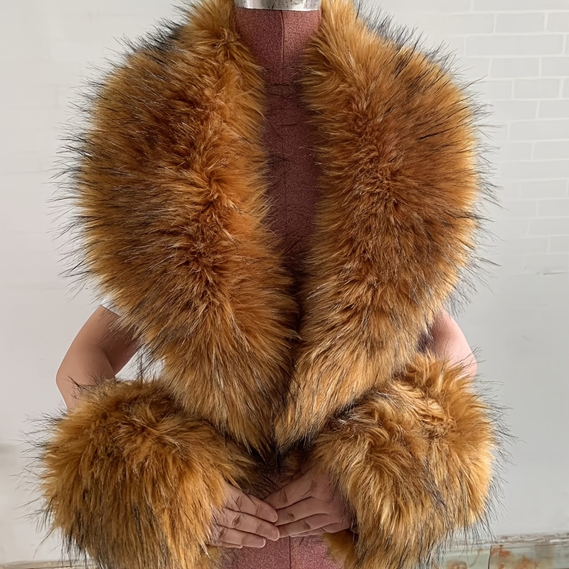 Faux Fur Hood, Brown Faux Fur Collar,detachable Faux Fur Collar