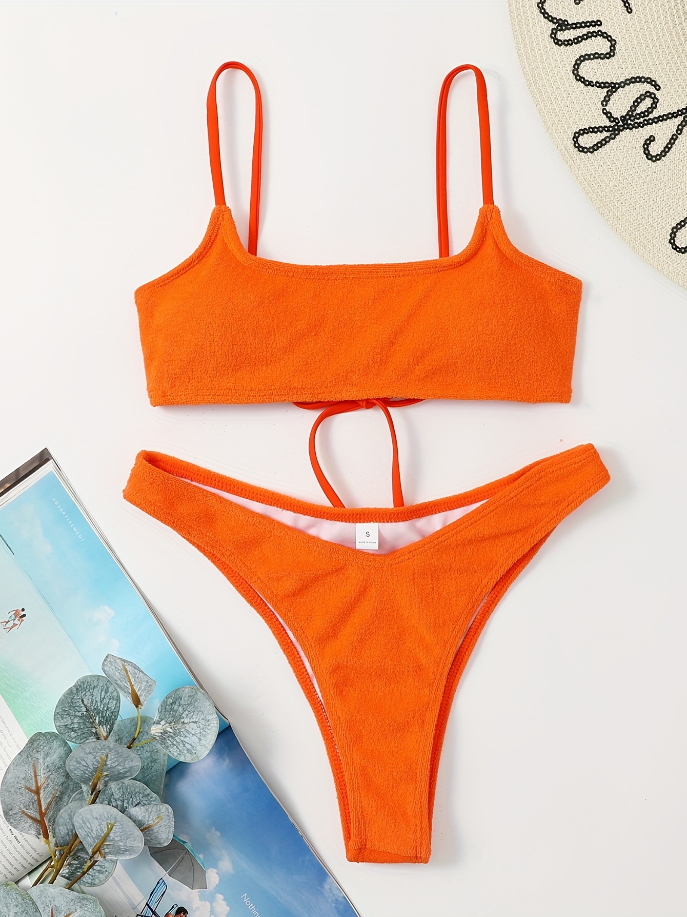 Ladies Beach Swimwear Women Halter Lace-up Bandeau Bikini Set Two