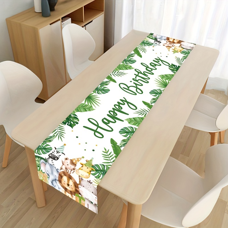 

1pc Jungle Birthday Table Runner Disposable Tableware Safari Birthday Party Decoration Baby Shower Wild 1 Birthday Party Supplies Easter Gift