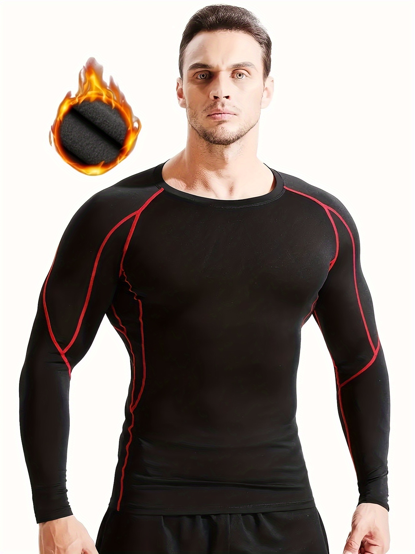 Men's Plus Fleece Warm Fitness Clothes Sports Running Long - Temu