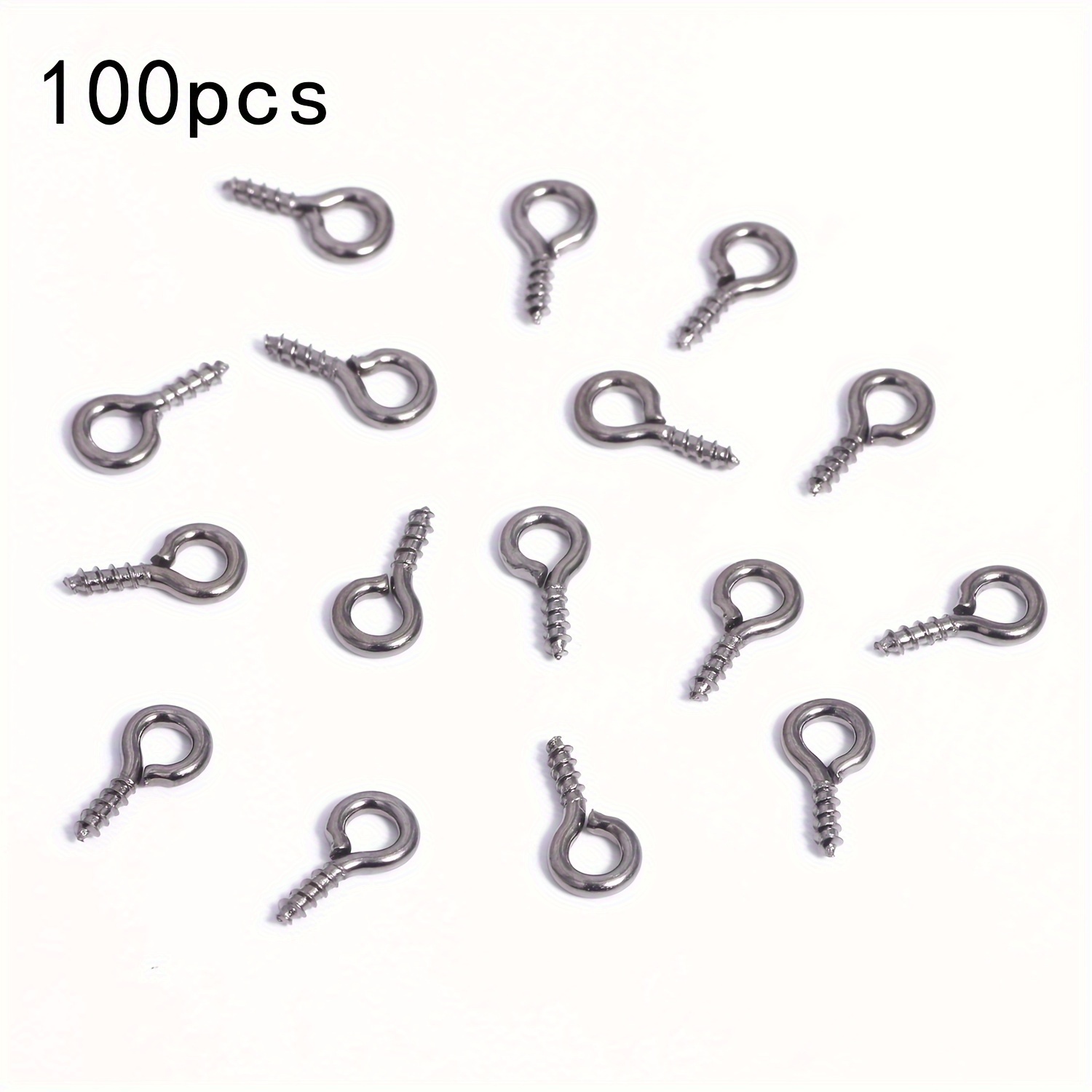 100pcs/pack Mini Metal Screw-in Hooks, Small Screw Eye Pins, For