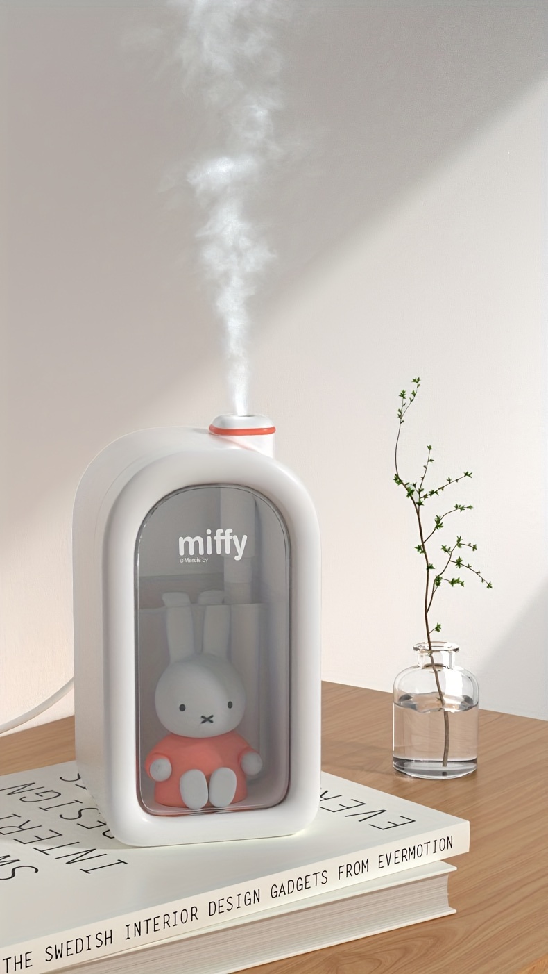 1pc 380ml cool mist humidifier cute rabbit air humidifier 380ml enlarge water tank 50ml h spray volume 2 working modes intermittent mist 3seconds on 3 seconds off continuous mist home decor room decor back to school supplies winter essential details 7