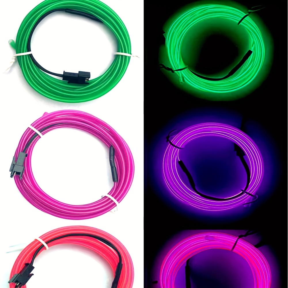 1pc Mens Glow Wire Cable Led Neon Christmas Dance Party Diy Costumes  Clothing Luminous Car Light Decoration Clothes Ball Rave With Battery Drive  Box Ideal Choice For Gifts