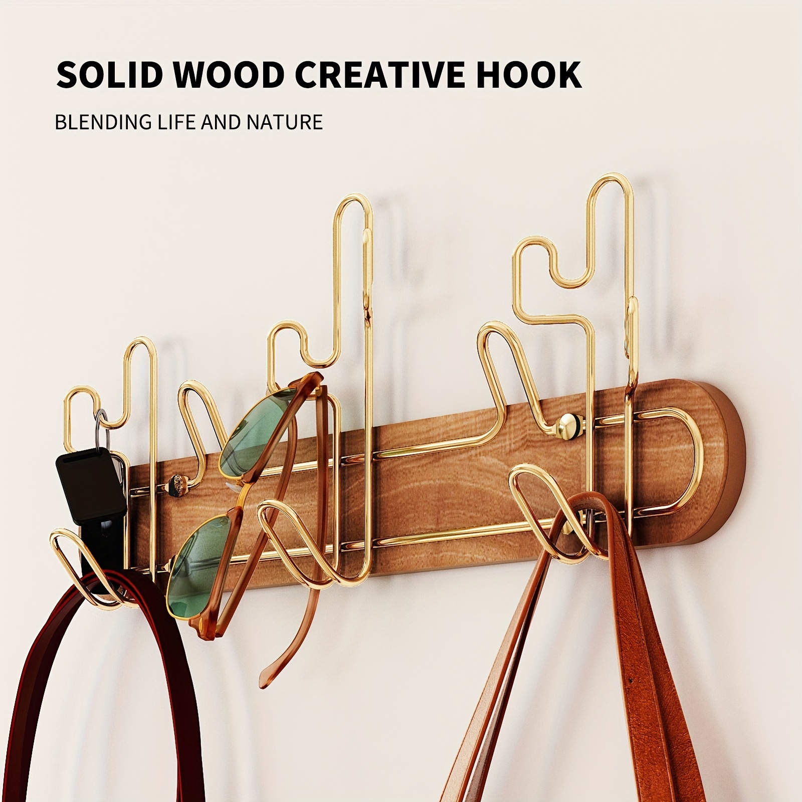 Creative Cactus Coat Hook Wooden Clothes Rack Wall Hanging - Temu