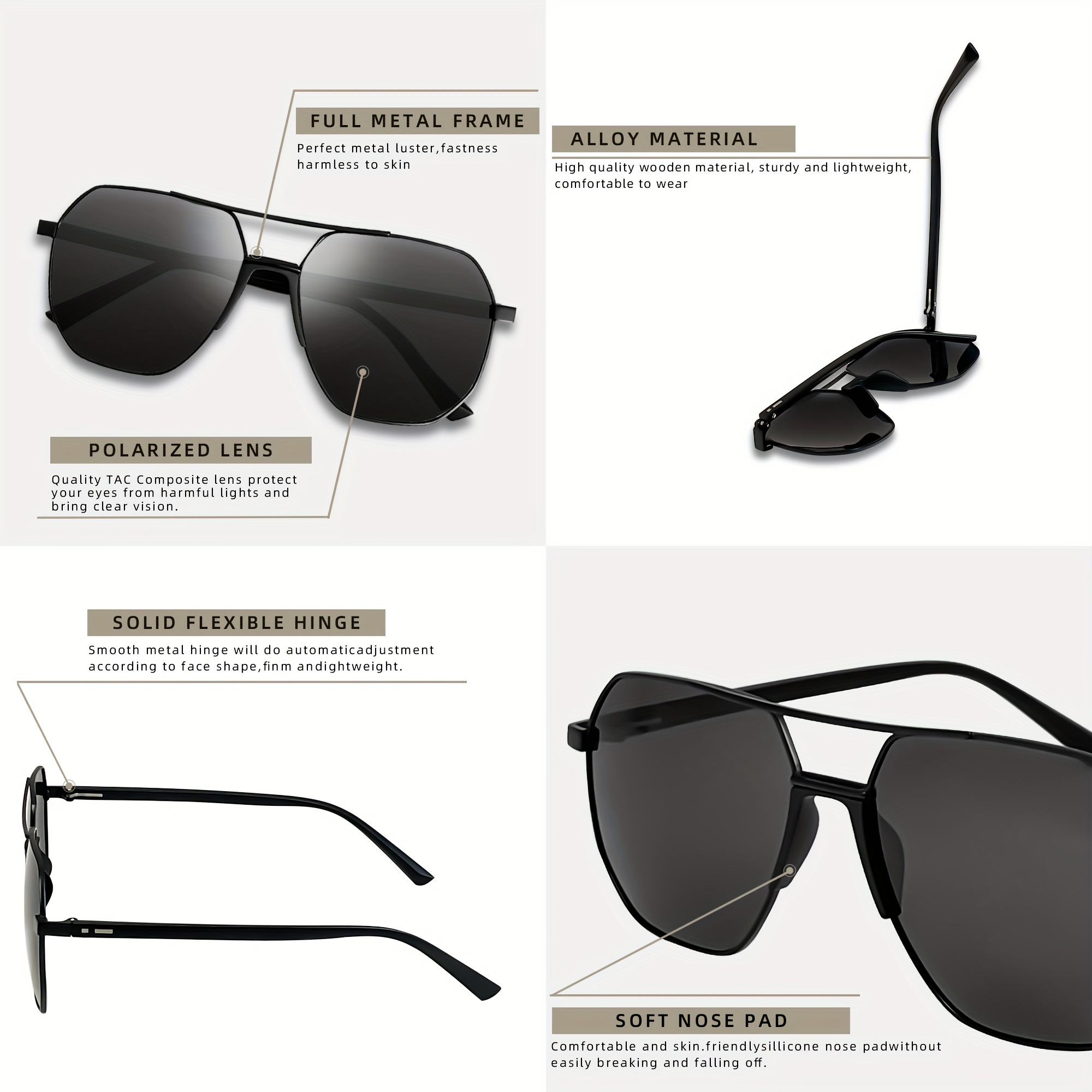 Kilosen Premium Classic Tr Frame Polygonal Polarized Sunglasses