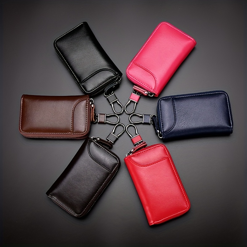 Leather Car Key Case Business Key Shell Waist Hanging Zipper - Temu
