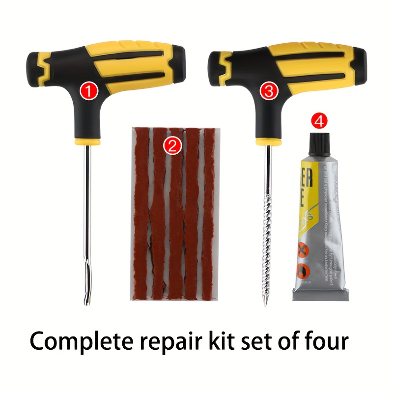 LAOYE 34PCS Kit Reparation Pneu kit de Reparation de Pneu Voiture Outil de  Meche Pneu Crevaison avec Gants Kit de Réparation de Pneu pour Voiture