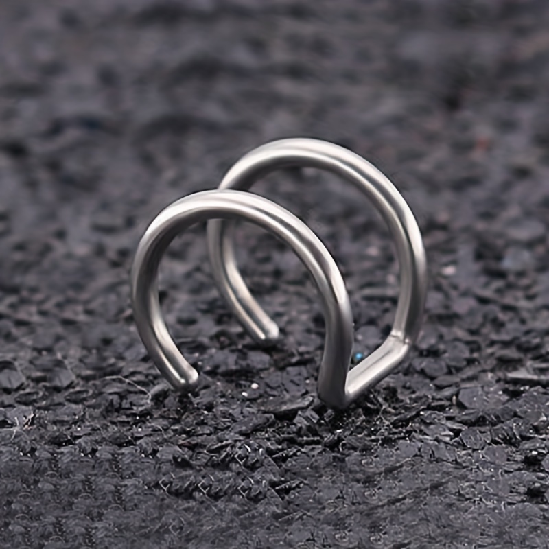 1pc Clip on Lip Ring Minimalist Stainless Steel Fake Piercing Hoop Lip Ring,Temu