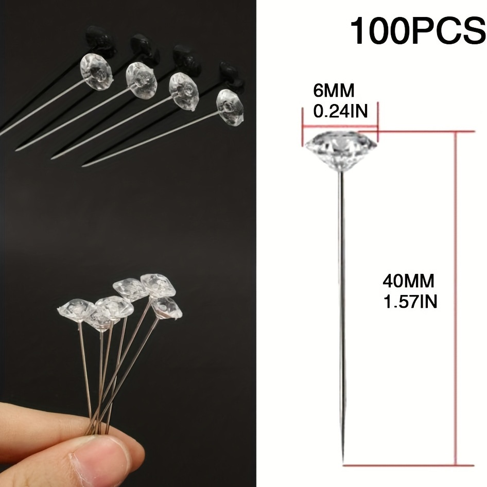 100pcs/box Pearl Head Pins Wedding Bouquet Pins White Straight Head Pins  For DIY Crafts Jewelry Making Sewing Wedding Flower Decorations
