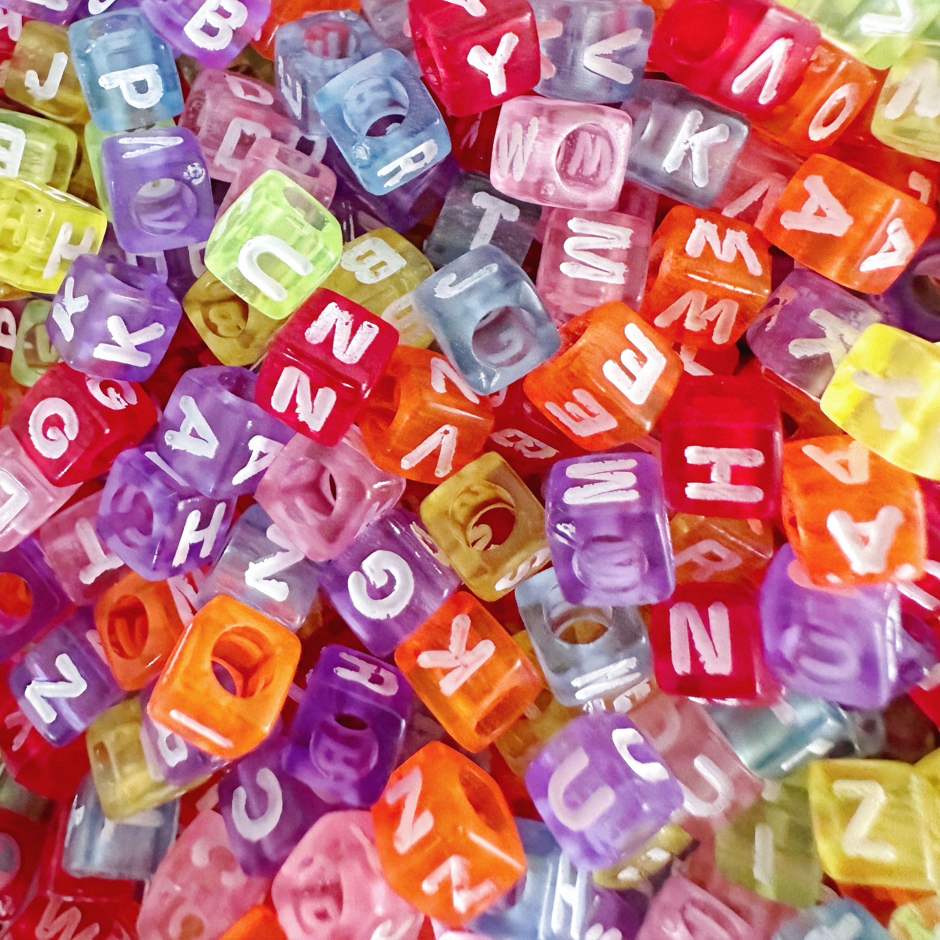 Acrylic Transparent Colorful Square Letter Beads For Jewelry - Temu