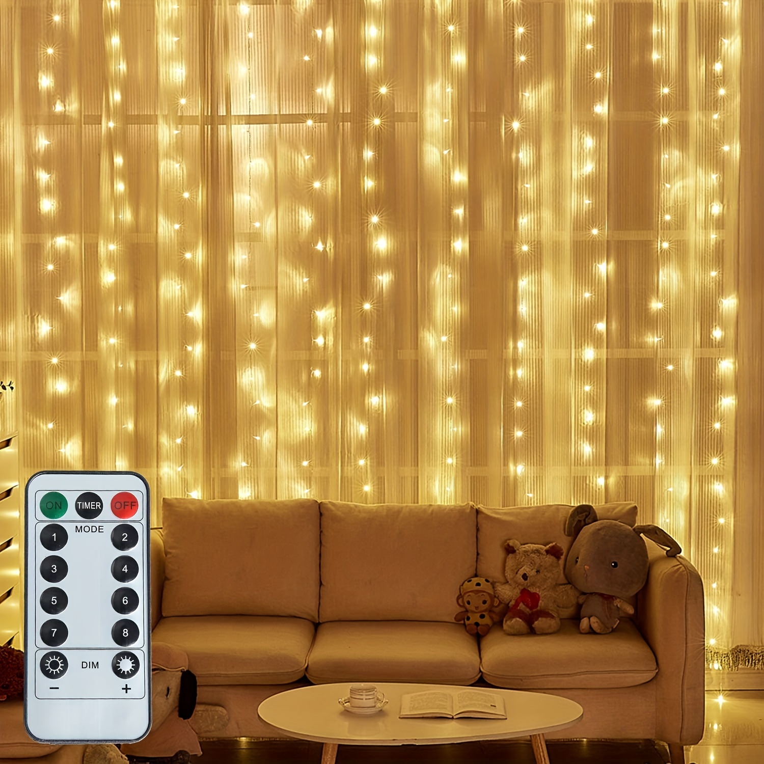 Led Curtain Lights 8 Modes Battery Box Remote Control Fairy - Temu