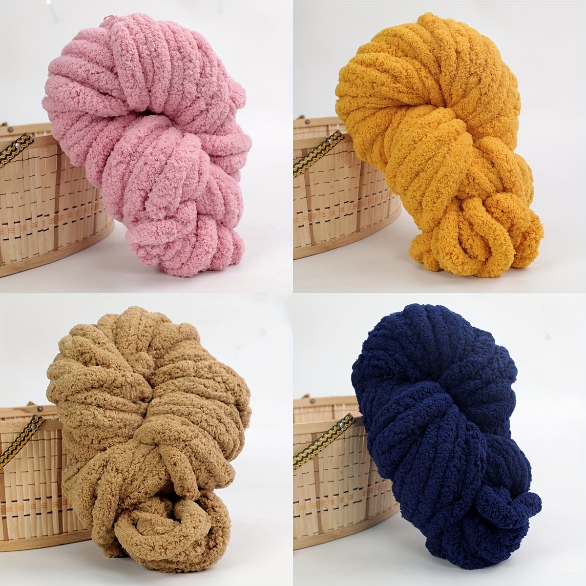 500G Velvet Bulky Chunky Yarn Arm Knitting Crochet DIY Washable Making Tube  Giant Yarn for Blanket Weaving Crocheting Carpets Scarf, Dark Pink 