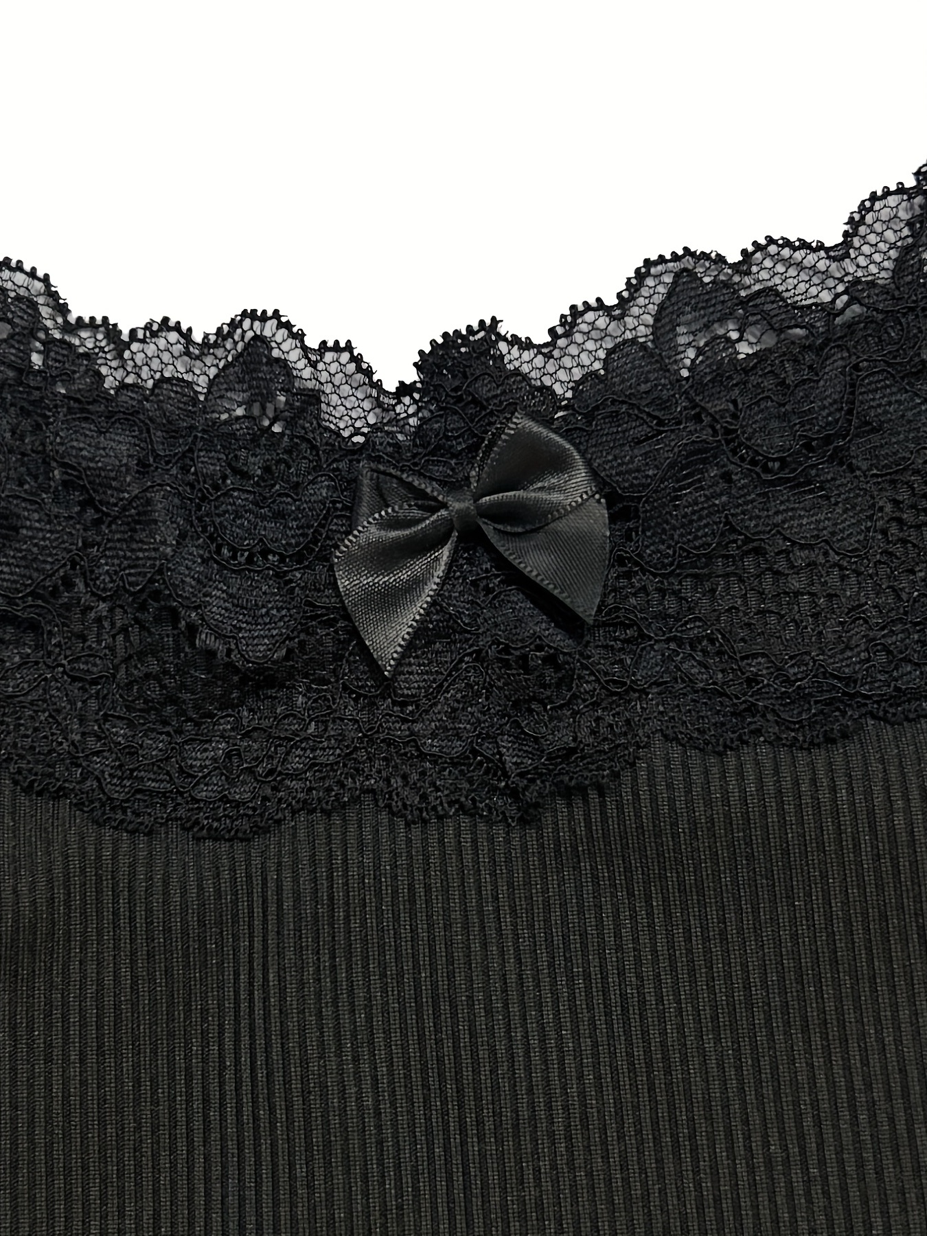 Black Lace Ribbon Trim Cami Top, Co-Ords
