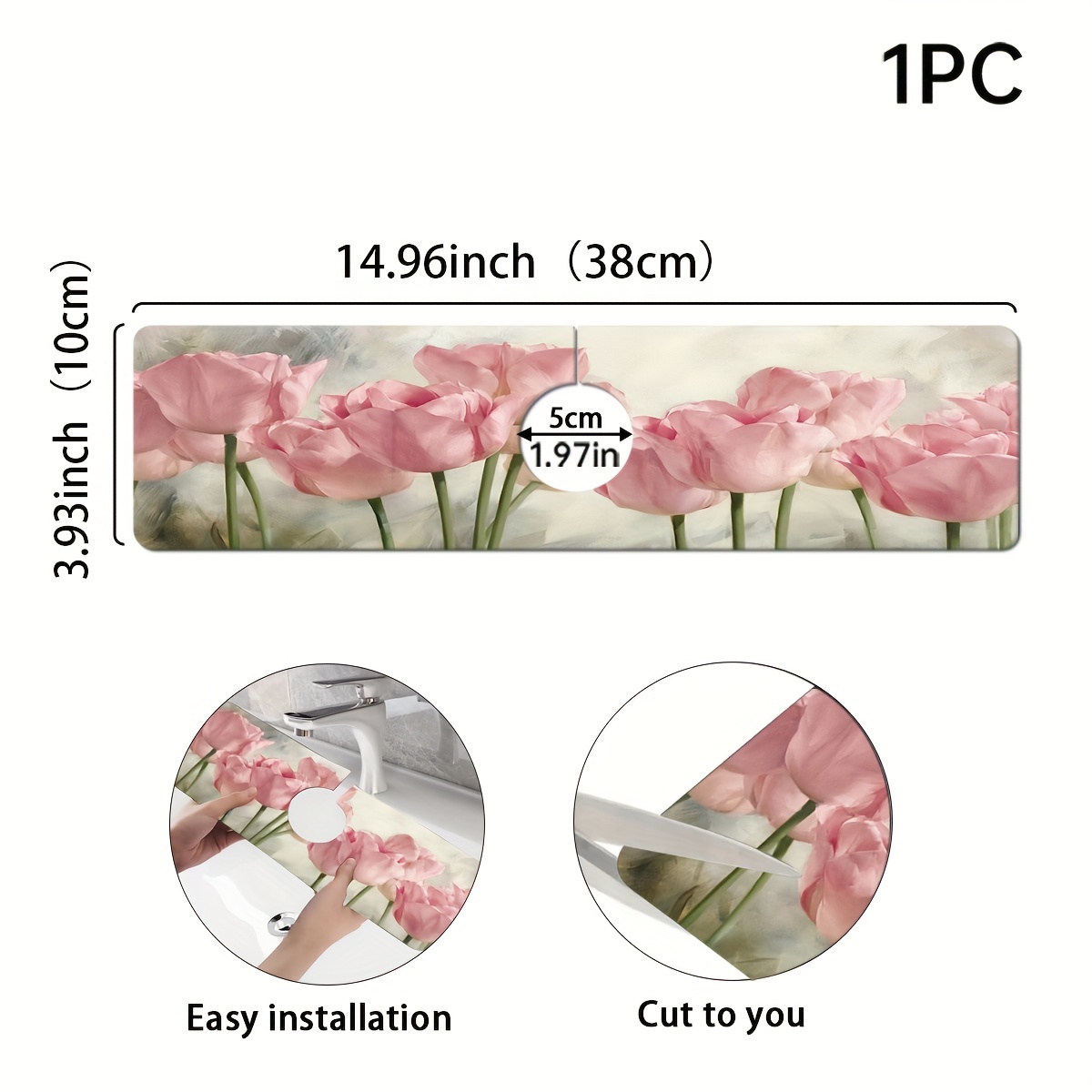 1pc Tulip Pattern, Bibcock Water Absorption Pad, Drainage Pad, Kitchen,  Bathroom Sink, Table Top, Drainage Pad, And Cuttable Quick-drying Pad Sink  Faucet Draining Mat, Dining Table Pad, Bathroom Diatom Mud Absorbent Pad