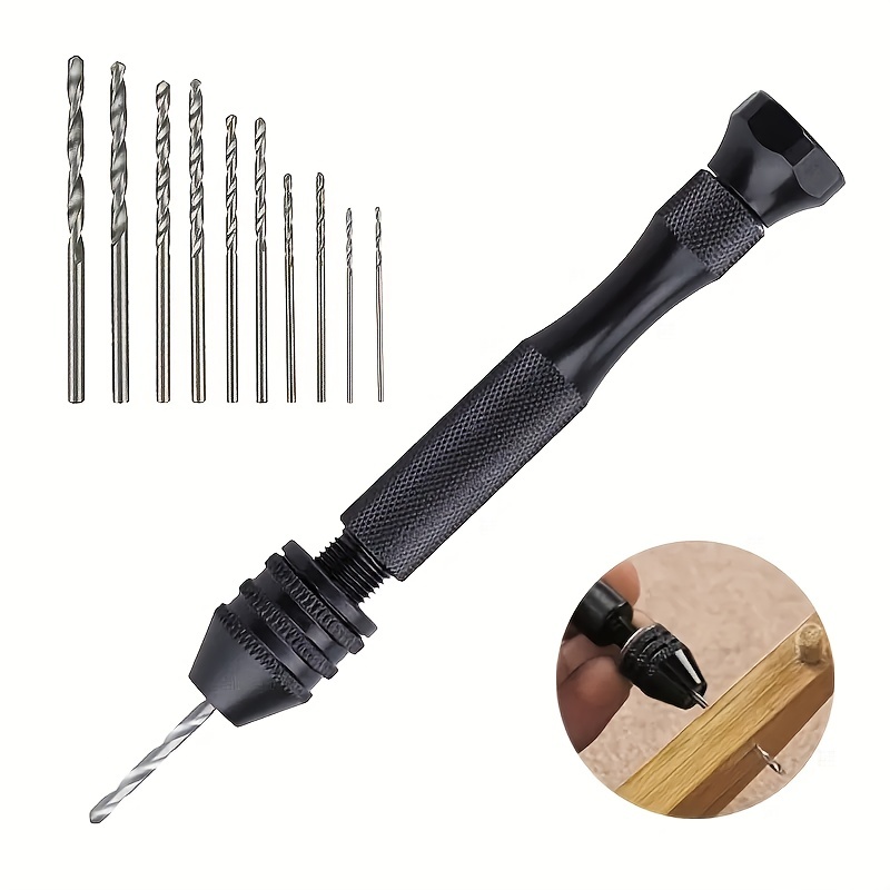 LEOBRO Pin Vise for Resin Casting Molds, Steel Hand Drill, Resin Drill with 10 Pcs Drill Bit, Precision Hand Drill Tools for Epoxy Resin Arts Crafts