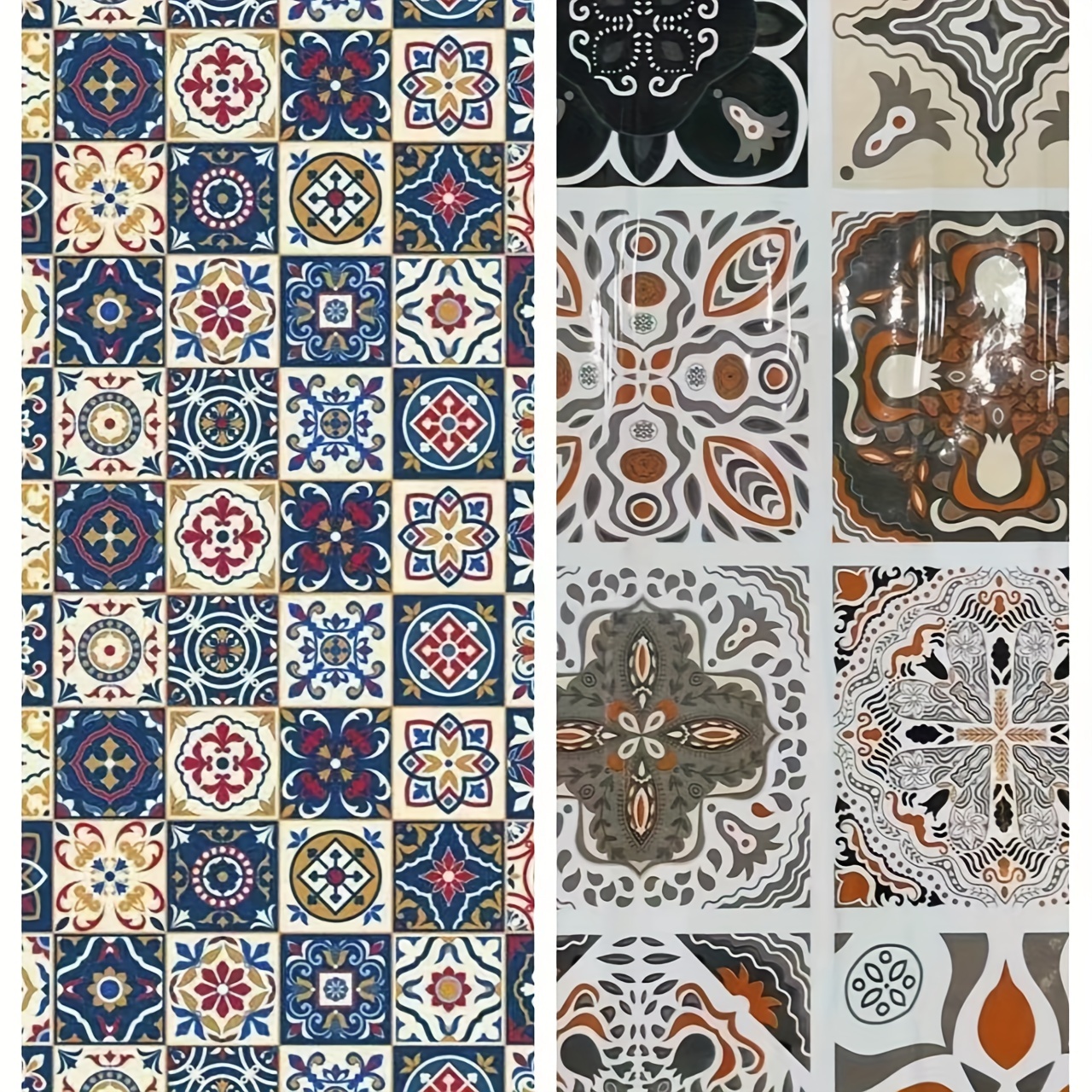 9/27/54 Piezas Azulejos Boho Madera Retro Pelar Pegar Papel - Temu