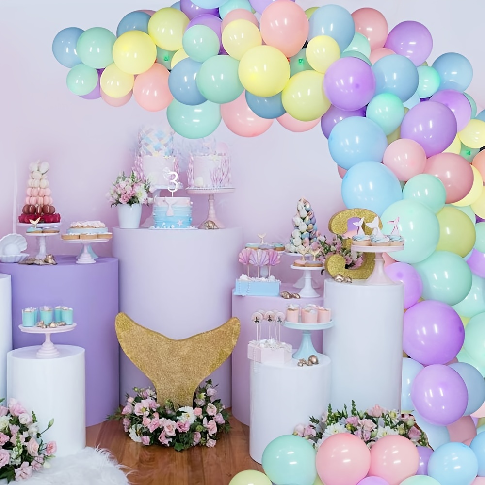 Pastel Balloons Garland Arch Kit 110pcs Latex Balloons Assorted Colors with Balloon Strip Unicorn Macaron Rainbow Balloons for Baby Shower Wedding
