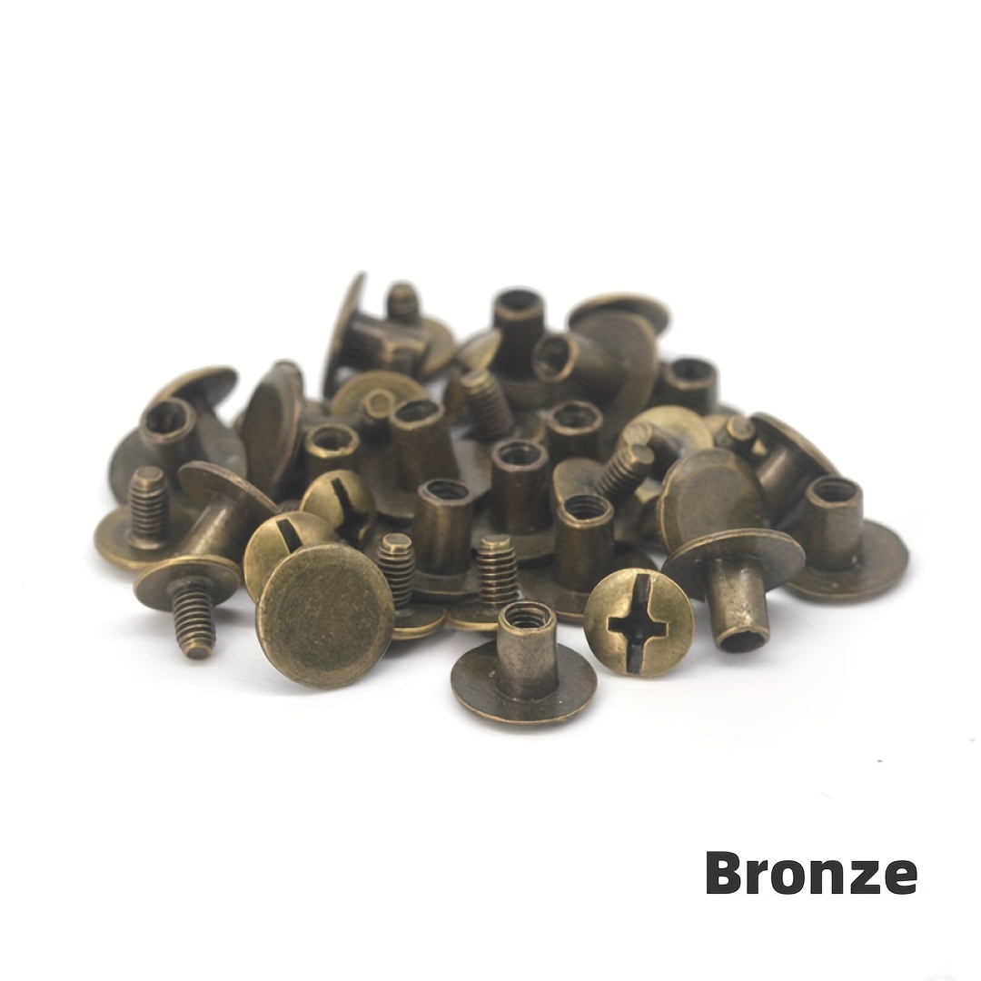 50 Sets Leather Rivets Bronze Tone 10mm Double Cap Brass Rivet Leather  Studs