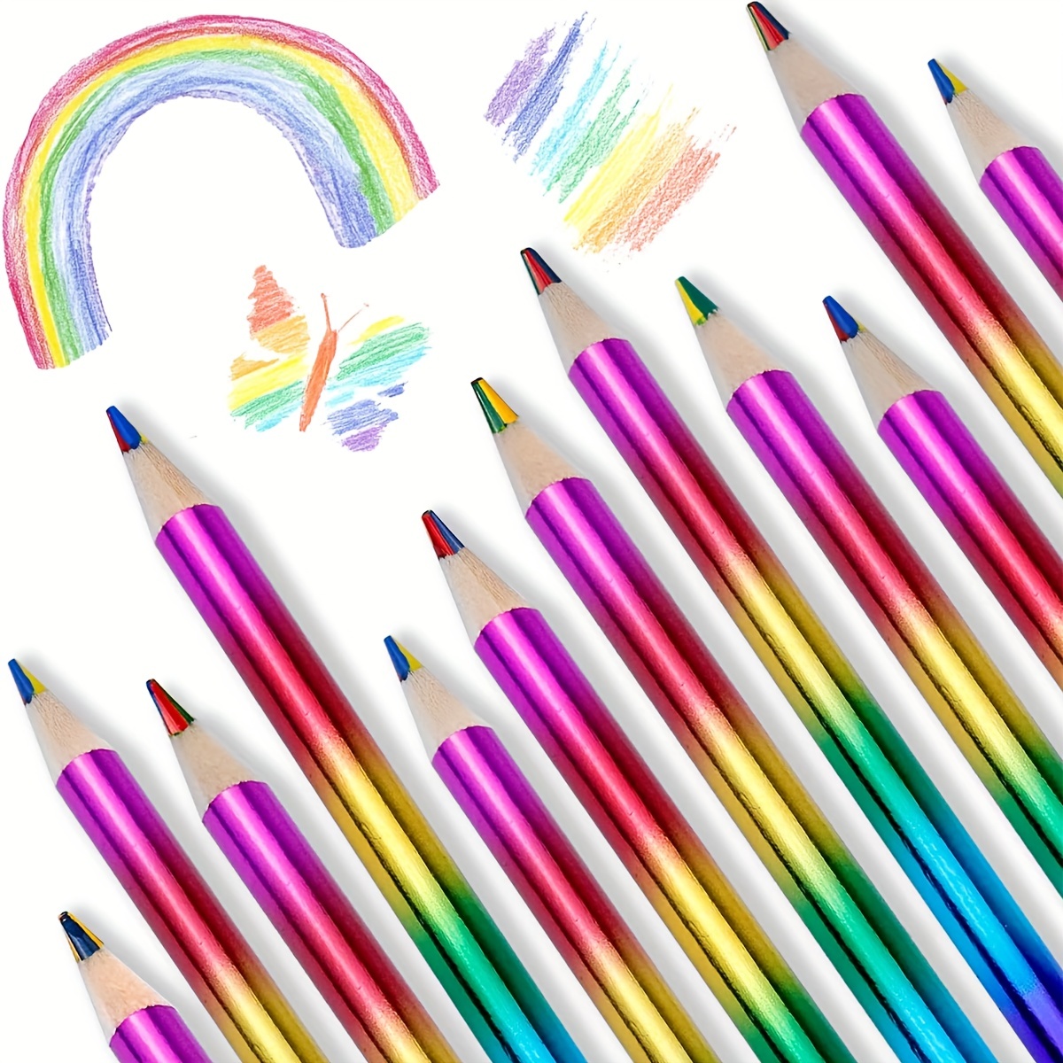 8pcs Rainbow Pencil, Wooden Colored Pencils Large Rainbow Pencils for Kids  Multicolored Pencils for Drawing Sketching Coloring