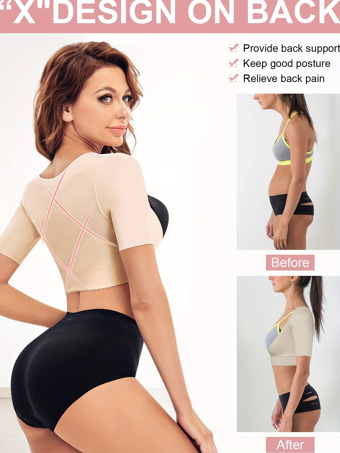 VASLANDA Upper Arm Shaper Post Surgical Slimmer Compression Sleeves  Humpback Posture Corrector Tops Shapewear for Women