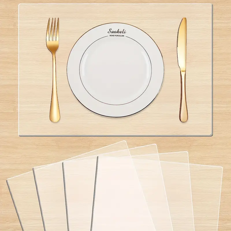 Plastic Placemats Wipe Clean Thick Clear Placemats - Temu