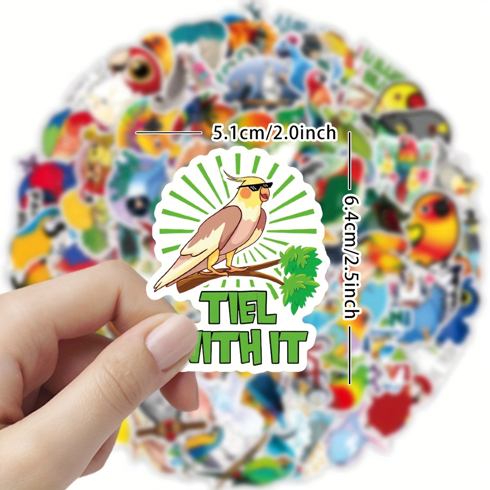 100 Pcs Bird Stickers Birds Sticker Waterproof Vinyl Bird Stickers for Kids  Cartoon Bird Decals Bird Animal Laptop Decals for Kids Girls Water Bottles