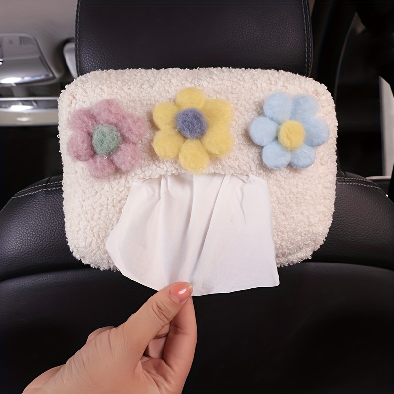 Flowers Car Tissues Box Holder With Facial Tissues Travel - Temu