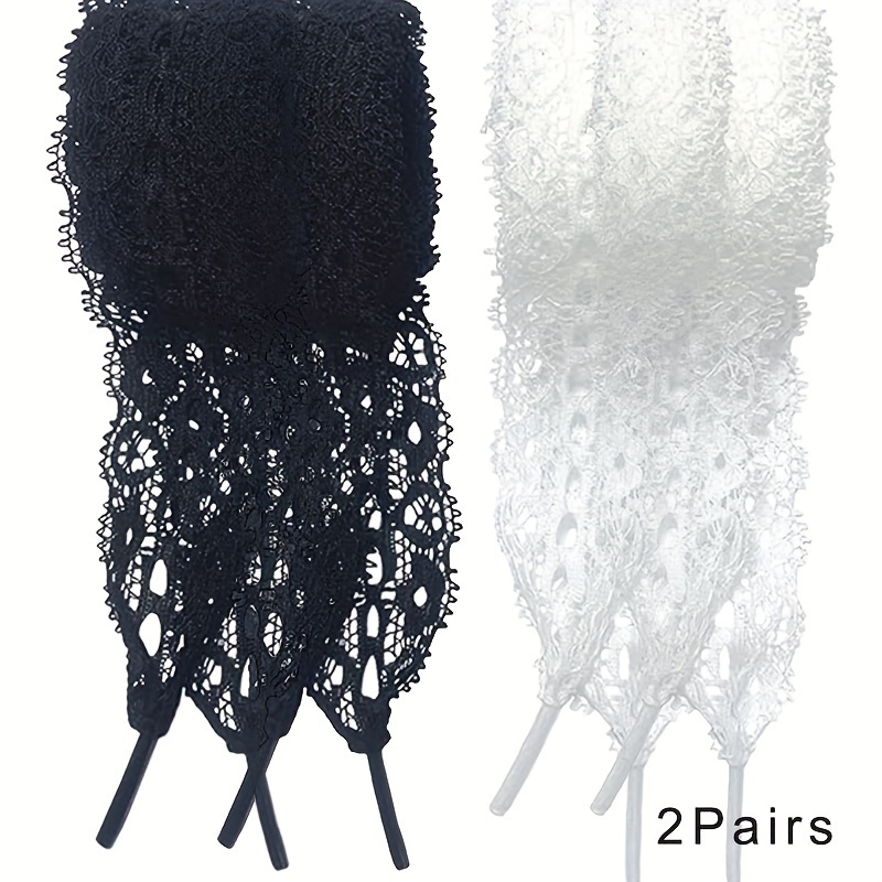 TEMU 2 Paires de Lacets en Dentelle , Ruban Élastique de 1,18 Pouces de Largeur et Blanc