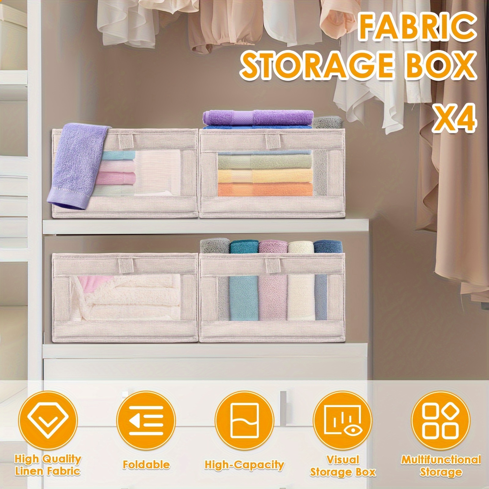Plastic Storage Bins Foldable Closet Organizers Stackable Clothes