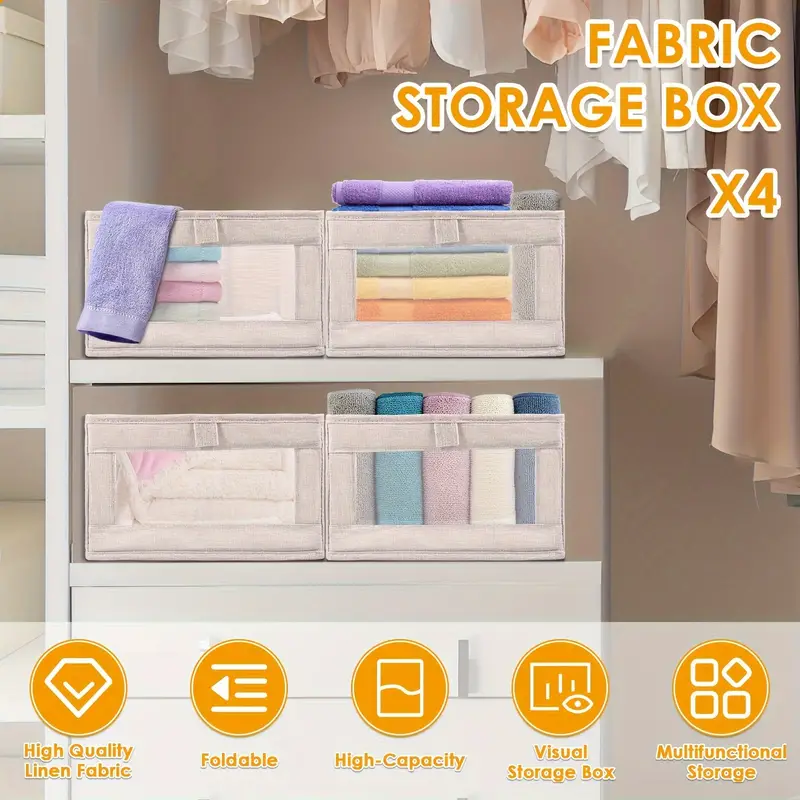 Closet Storage Bins Clothing Bin With Clear Window Foldable - Temu