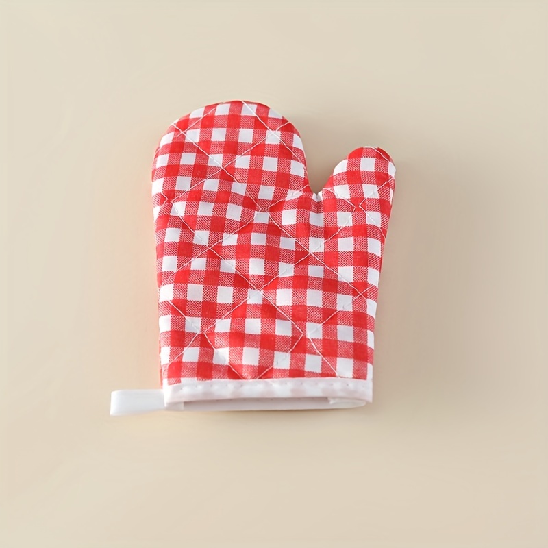 Oven Mitts Grid Red