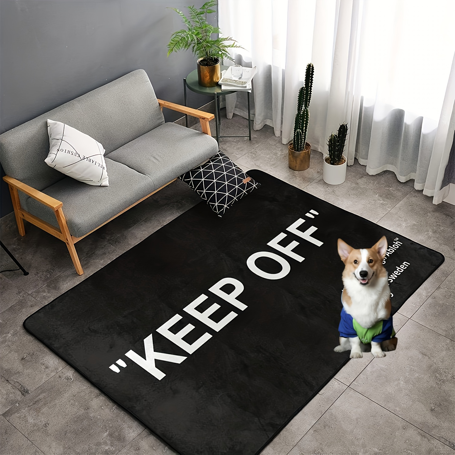 Keep Off Area Rug Black White Rug Stay Away Living Room Rug - Temu