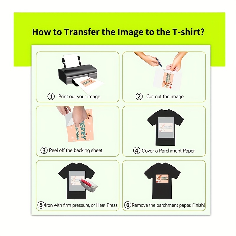 Iron on Heat Transfer Paper for Dark T Shirts Printable HTV Heat Transfer  Vinyl for Laserjet & Inkjet Printers Iron On transfers for T Shirts 