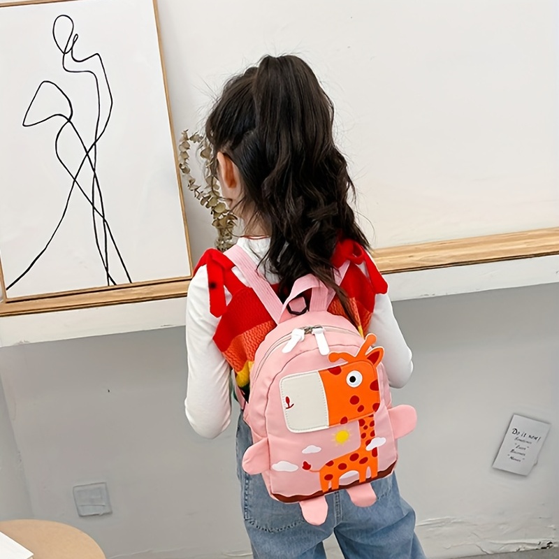 Kids Giraffe Patch Decor Backpack with Anti-lost Rope