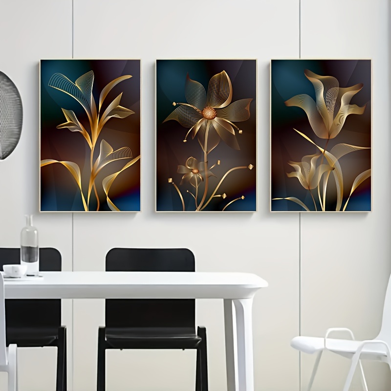 Comprar Pintura interior de flor de oro negro abstracto, cuadro de