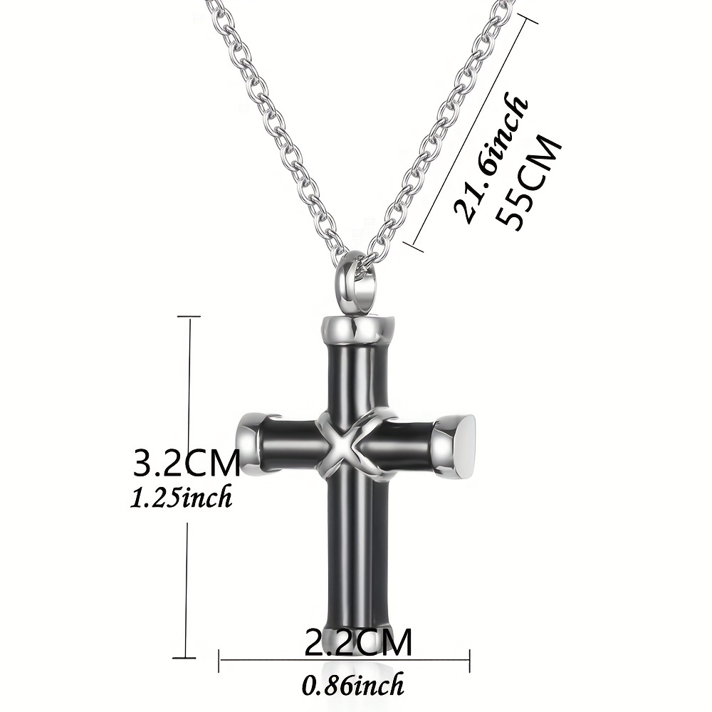 Stainless Steel Urn Cross Pendant Necklace, Commemorative Gift