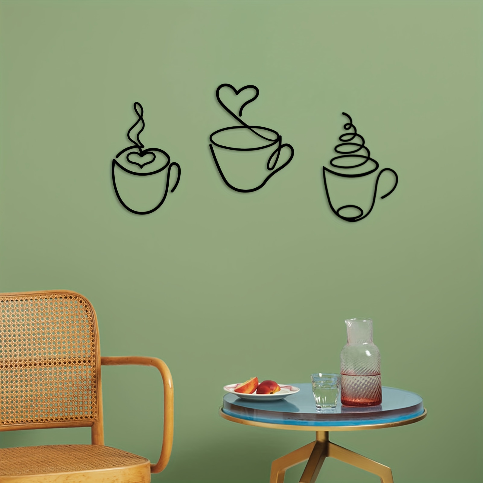  Metal Coffee Cup Wall Art Decor Wire Coffee Sign Wall Cafe  Themed Wall Art Decoration For Coffee Shop Kitchen Restaurant Metal Wall  Sign: Home & Kitchen