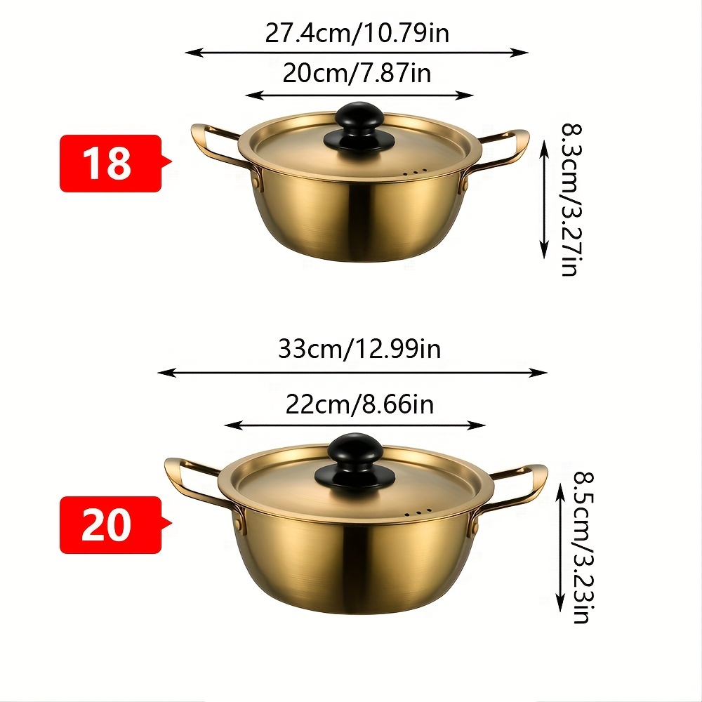 1pc Stainless Steel Korean Ramen Pot With Lid, Instant Noodle Cooking Pot,  Kitchen Utensils And Gadgets For Home Cooking