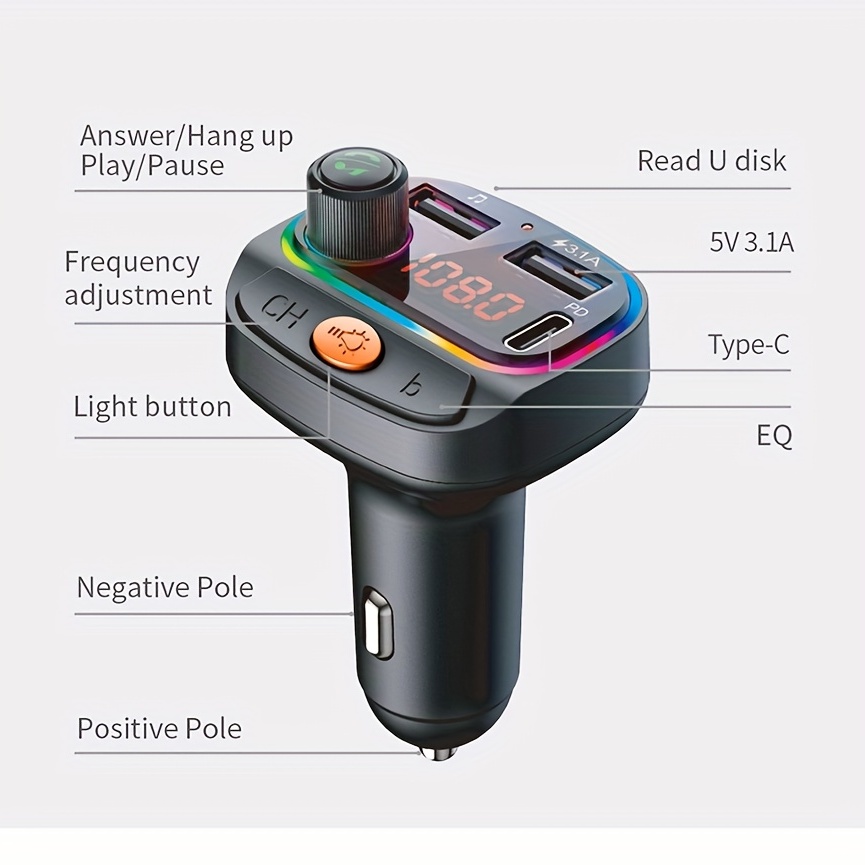 Caricabatteria Auto Wireless Senza Fili Trasmettitore Fm - Temu Italy