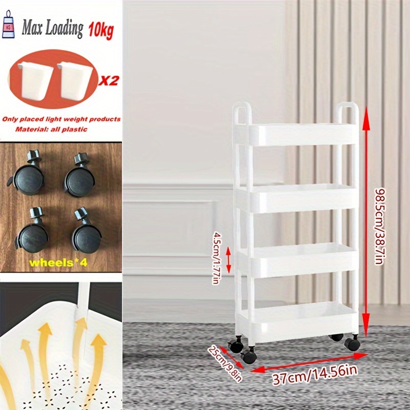 Plastic Storage Rack With Wheels 2/3/4 Layers Storage Shelf - Temu