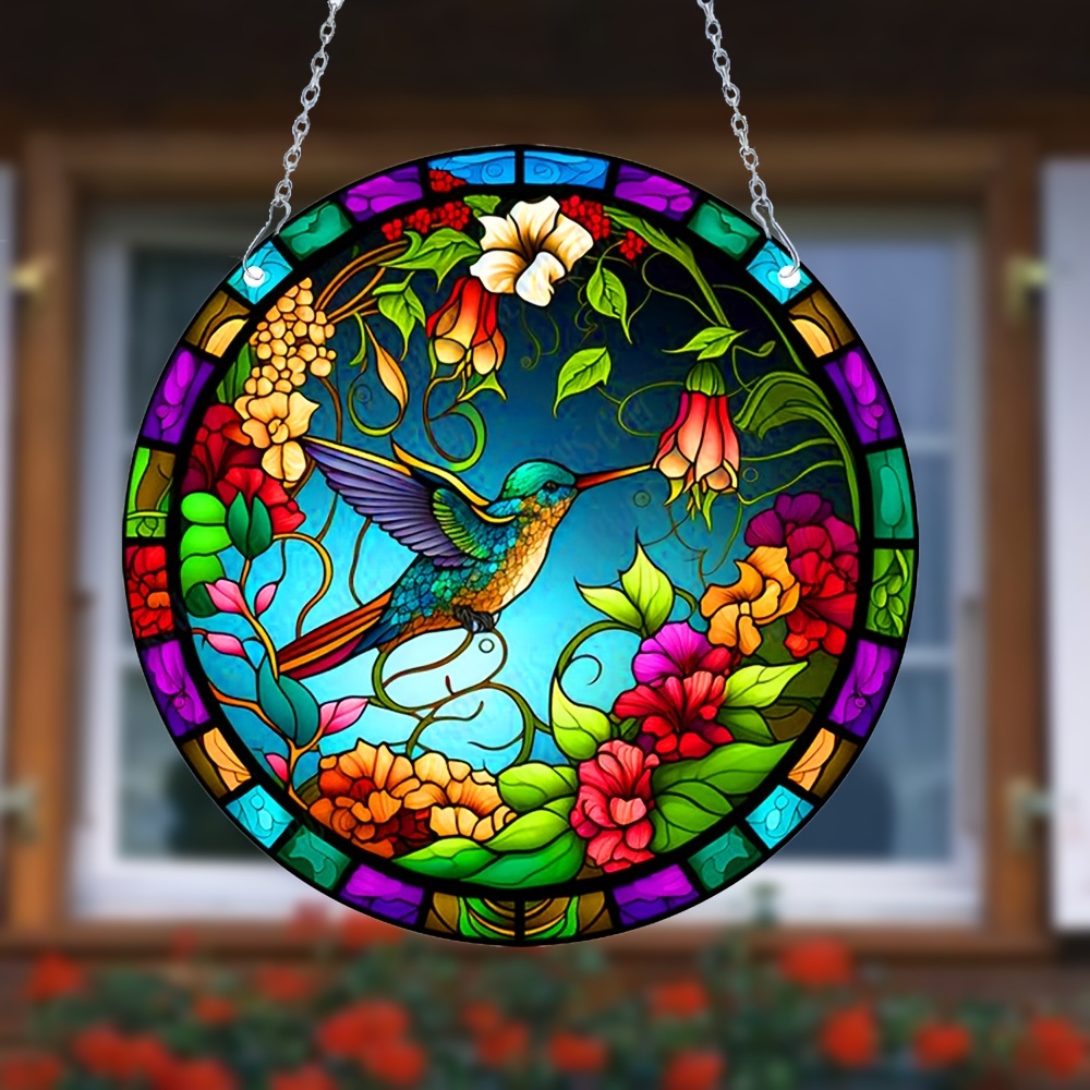 Stained Plastic Hanging Window Hummingbird Suncatcher Bird - Temu