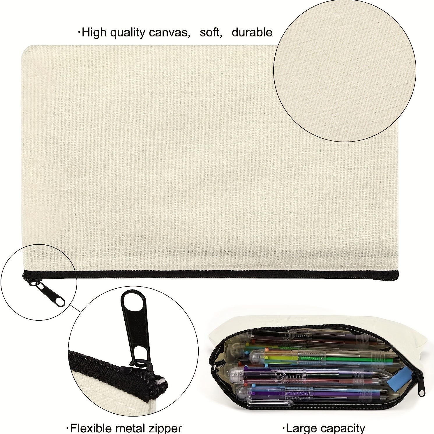 Diy Canvas Cosmetic Bag Multipurpose Canvas Zipper Bag - Temu