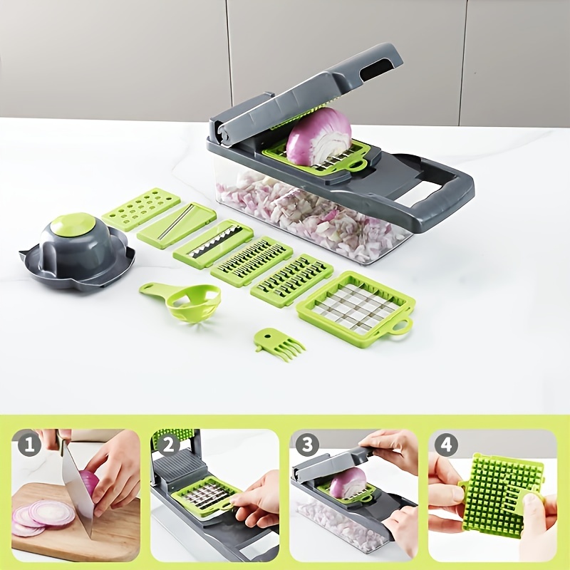 Kitchen Vegetable Shredder, Multifunctional Fruit Slicer, Handle Type Food  Grinder, Vegetable Slicer, Cutter With Container, Onion Shredder With  Multiple Interchangeable Blades, Kitchen Tools - Temu