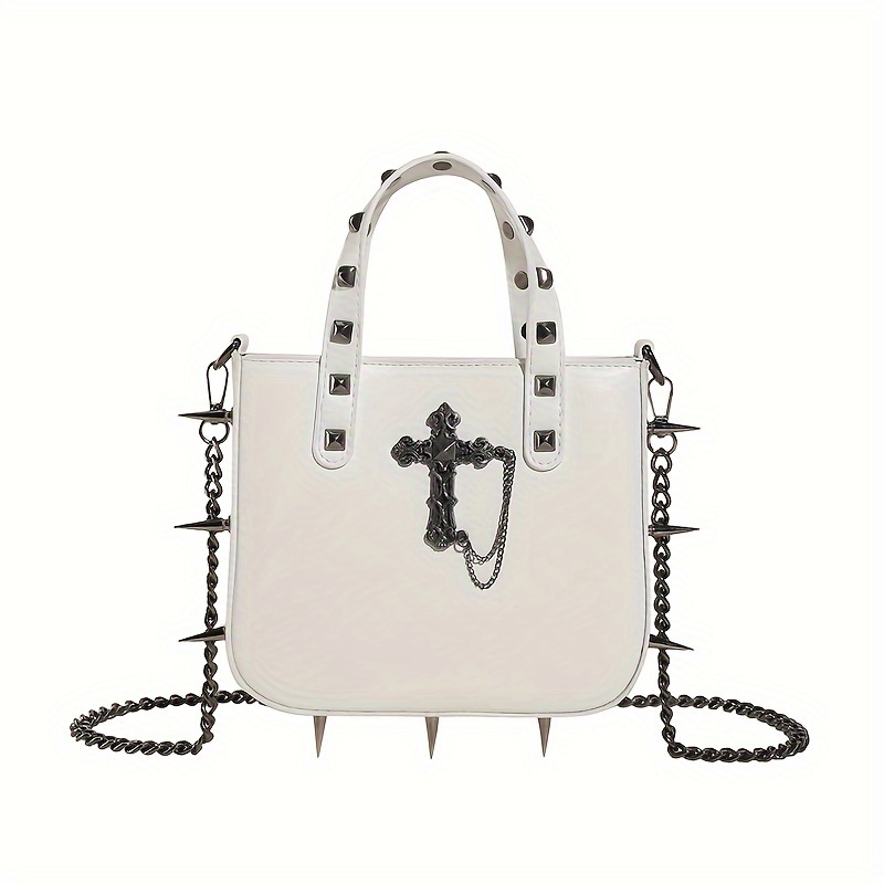 Mini Square Crossbody Bag For Women, Y2k Studded Decor Purses