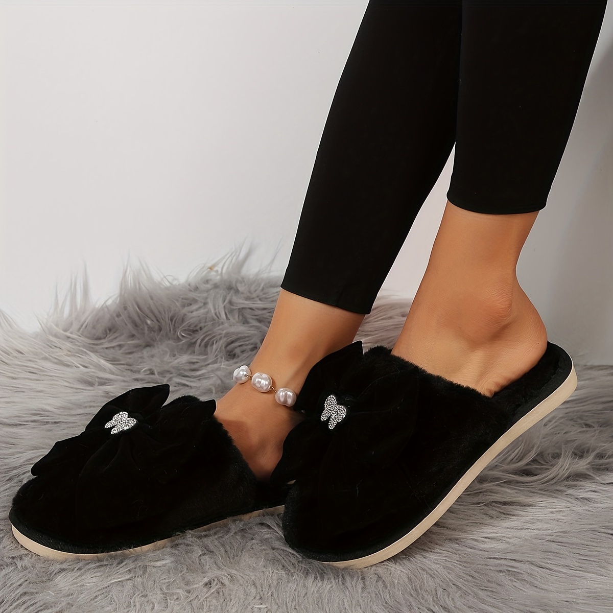 Rhinestone house slippers hot sale